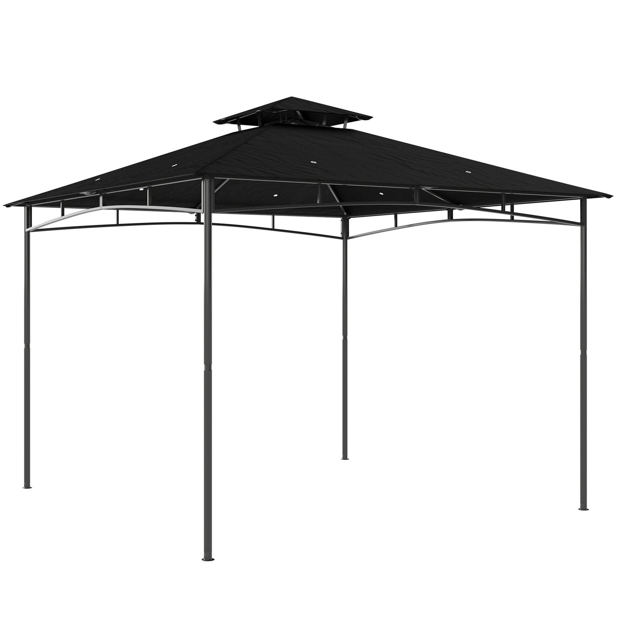 Outsunny 2-Tier Roof Metal Frame Gazebo – Black
