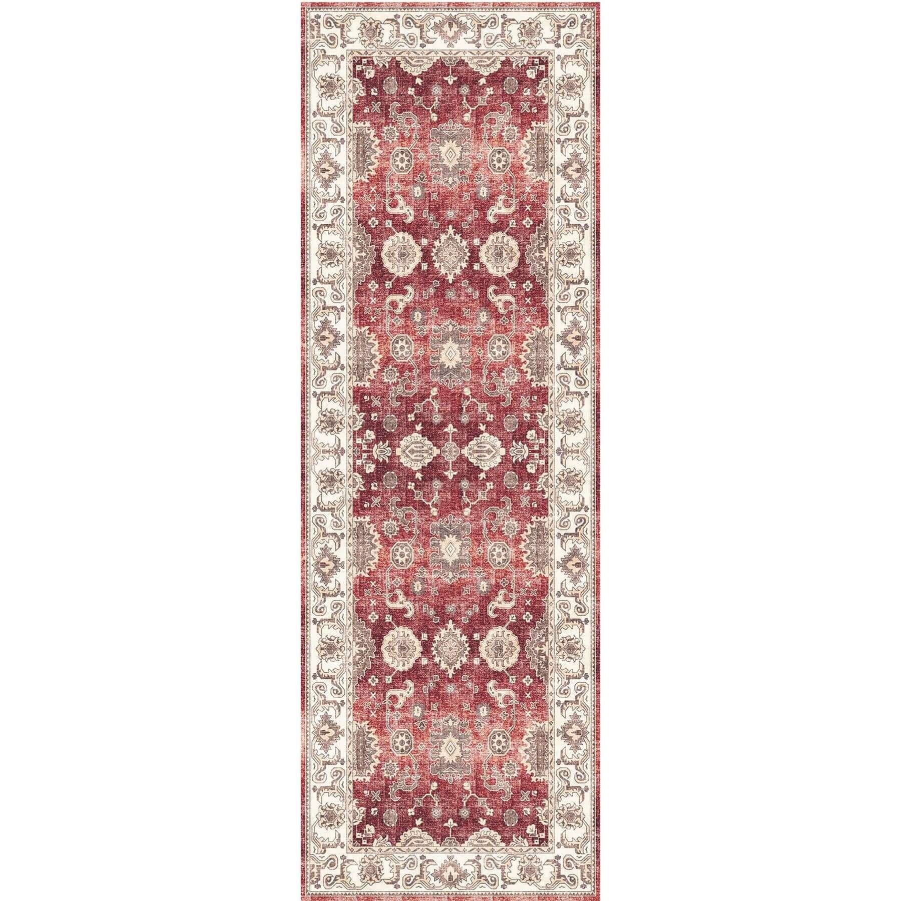 The Rugs Red Jasru Vintage Runner Rug - 60 x 180cm