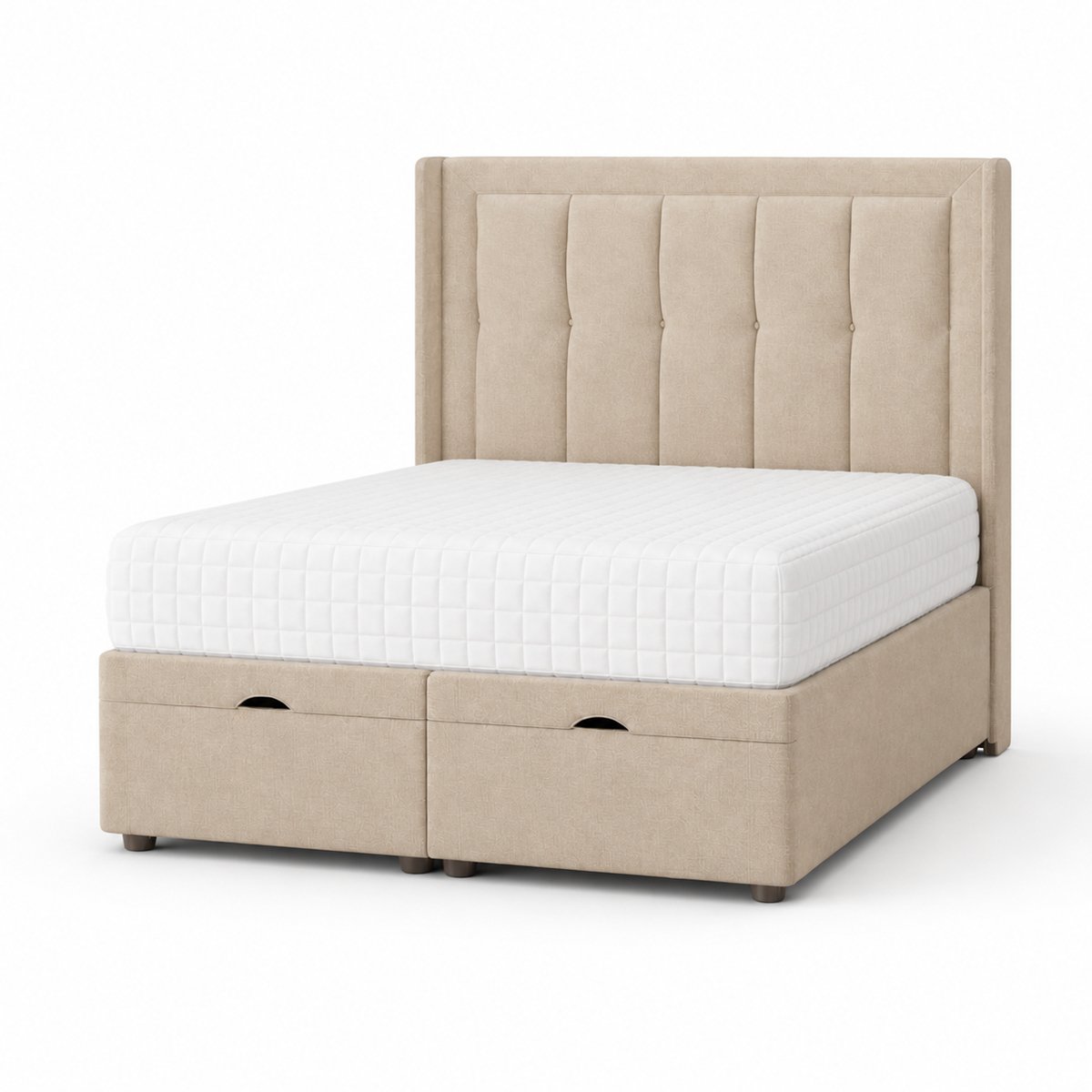 Comfy Deluxe Arlo   4ft Small Double  Ottoman End Lift  Bed Set - Linen Beige
