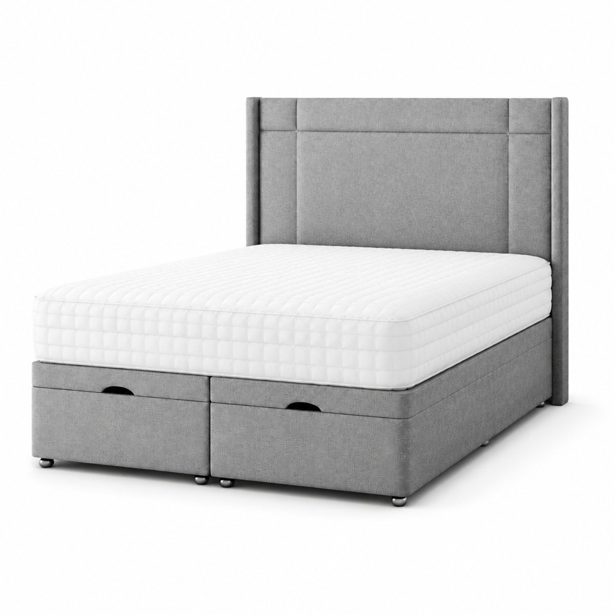 Comfy Deluxe Prince 4ft6 Double  Ottoman End Lift  Bed Set - Linen Silver