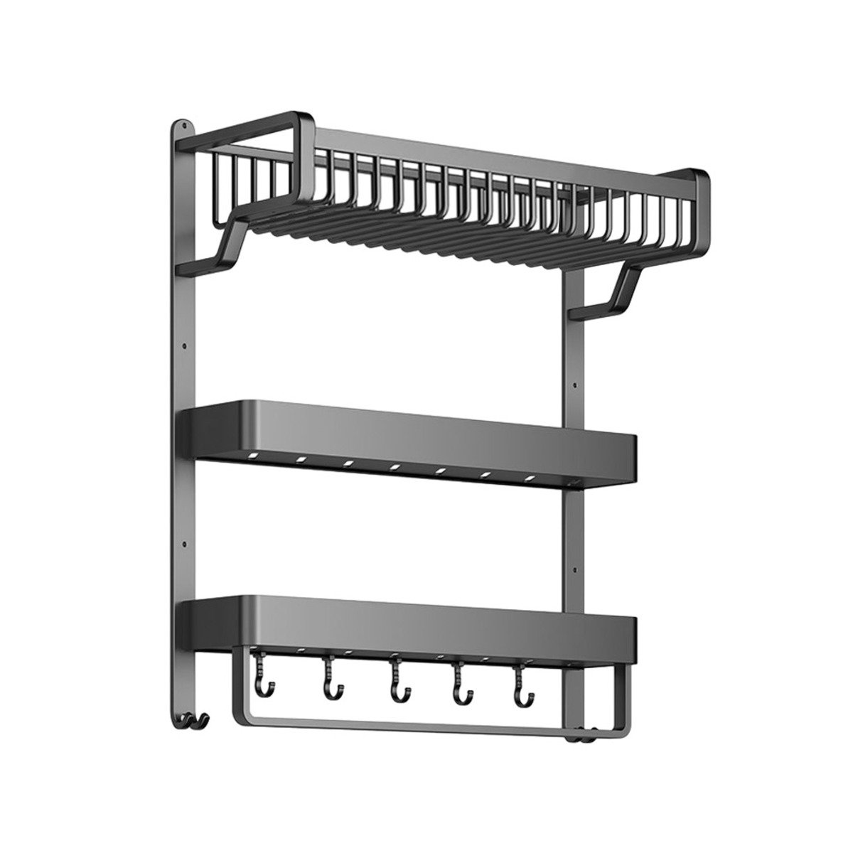 Living and Home 3-Tier Wall Bath Caddy - Dark Grey