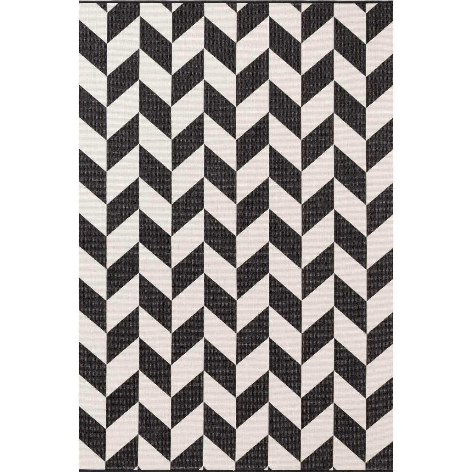 Ted Baker Black and White Terrick  Outdoor Chevron Reversible Rug - 160 x 230cm