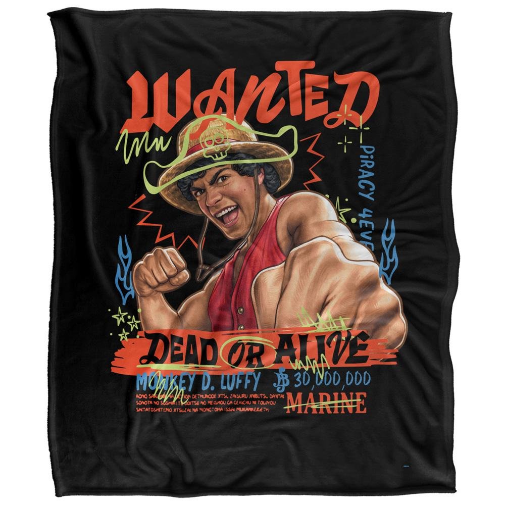 One Piece Wanted Dead Or Alive Scribble Blanket - 127cm x 152cm