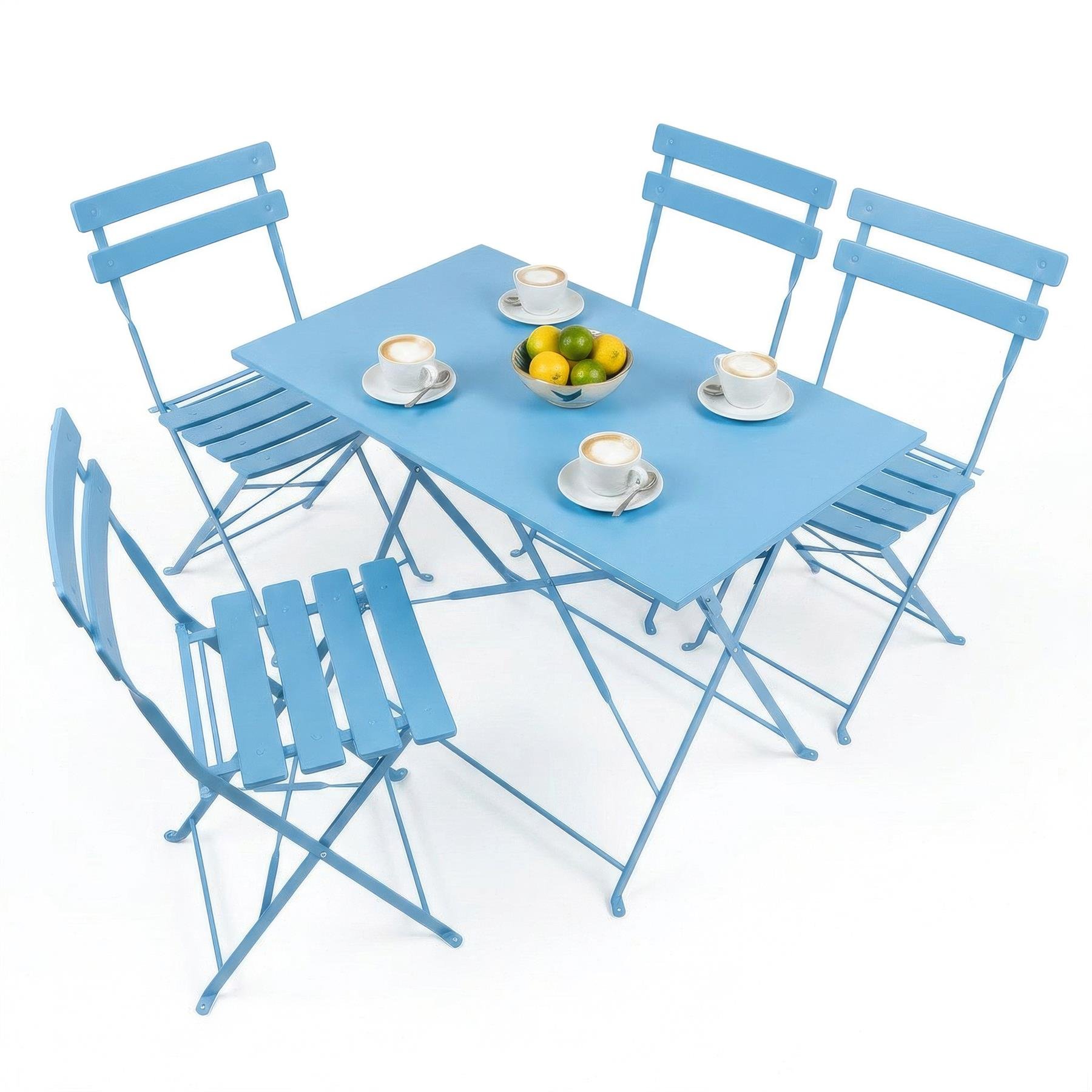 Harbour Housewares 5 Piece Sussex Folding Patio Bistro Set - Blue