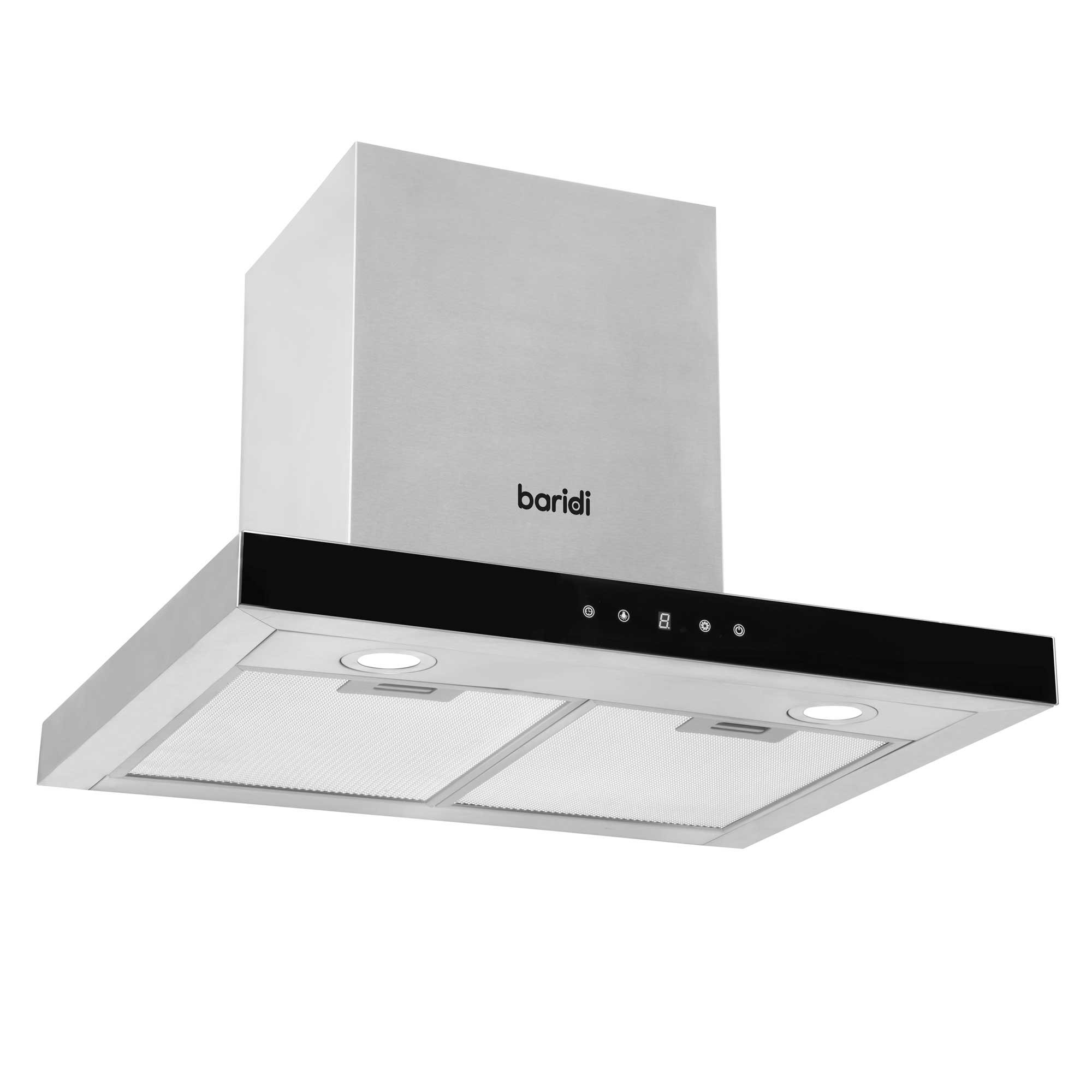 Baridi 60cm T-Shape Chimney Cooker Hood - Stainless Steel