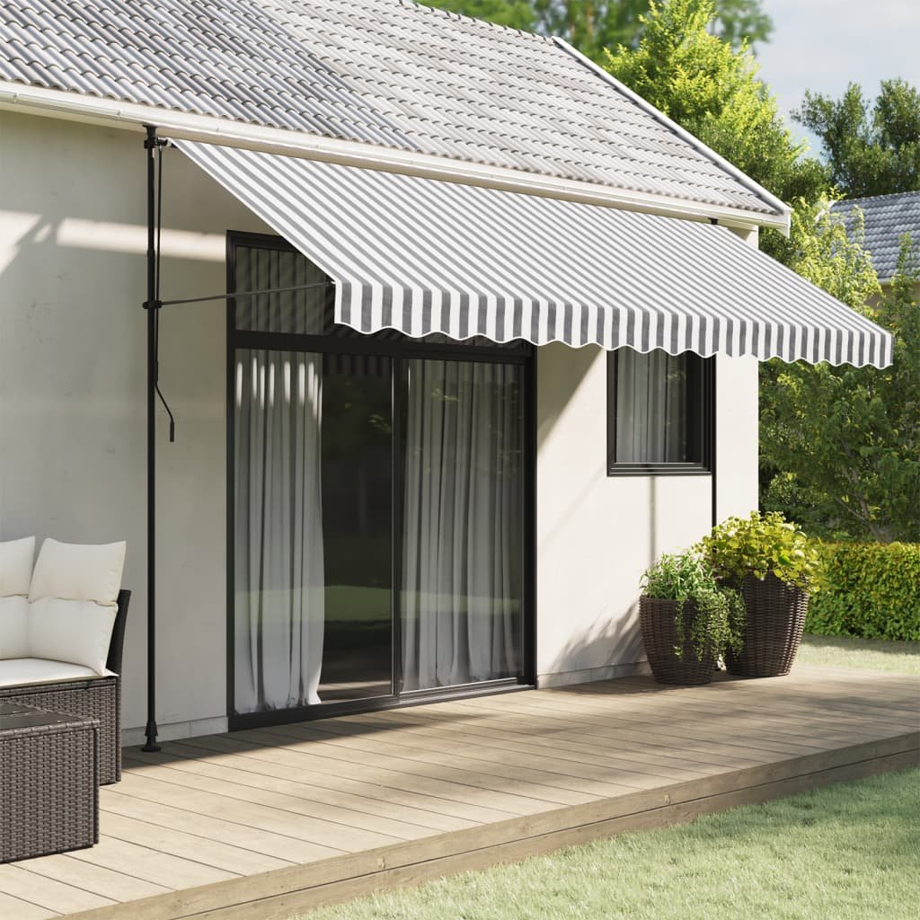 Walplus Polyester Awning Replacement Fabric - Anthracite and White - 400 cm