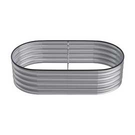 Living and Home 160cm Galvanised Steel Oval Raised Garden Bed - Silver