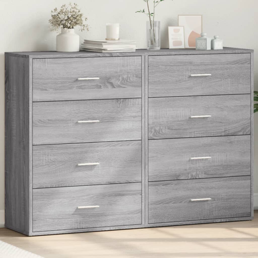 Walplus 2 Piece Sideboard Set Engineered Wood - Grey Sonoma - 60 x 31 x 84 cm