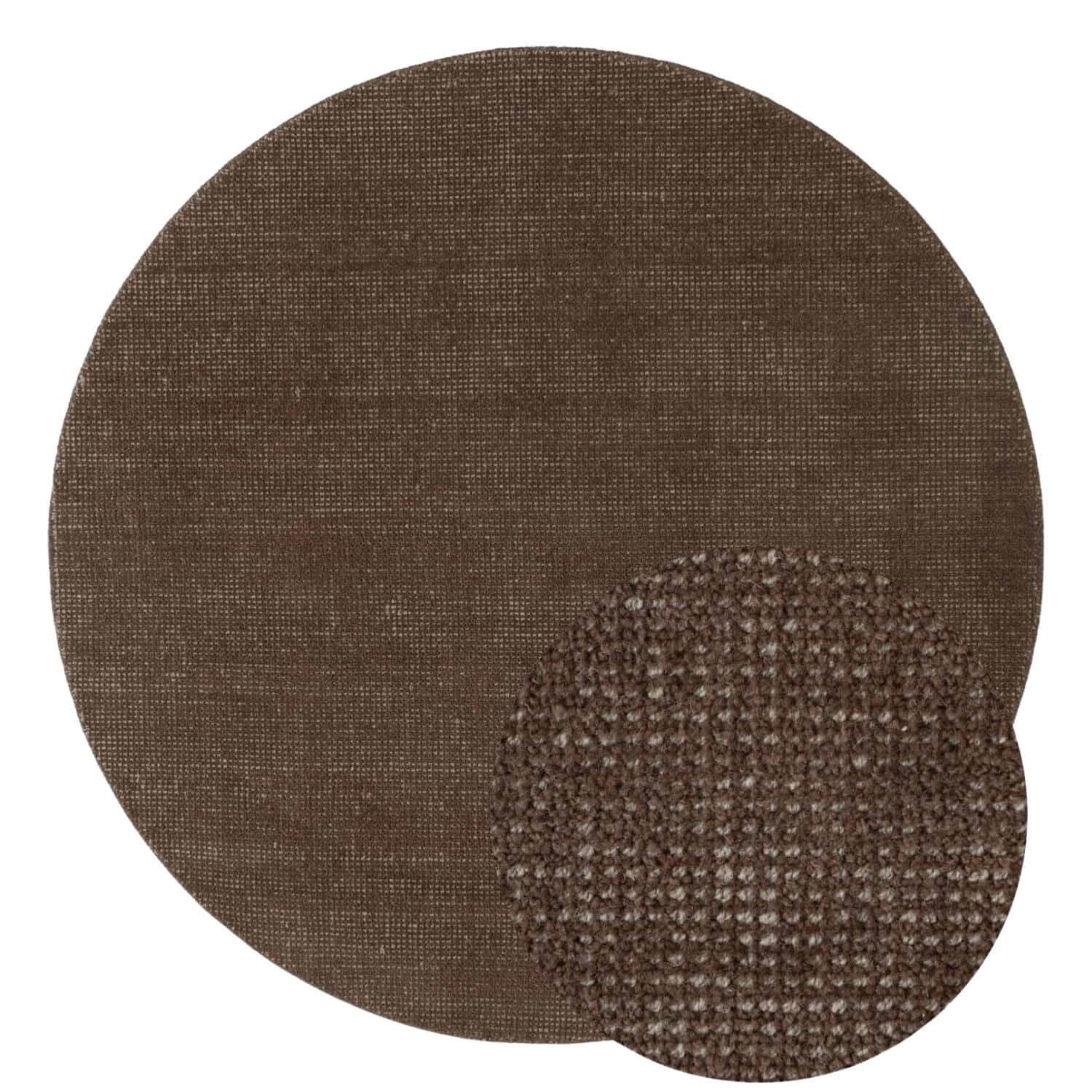 Ted Baker Brown Greenwich Wool Round Rug - 160cm