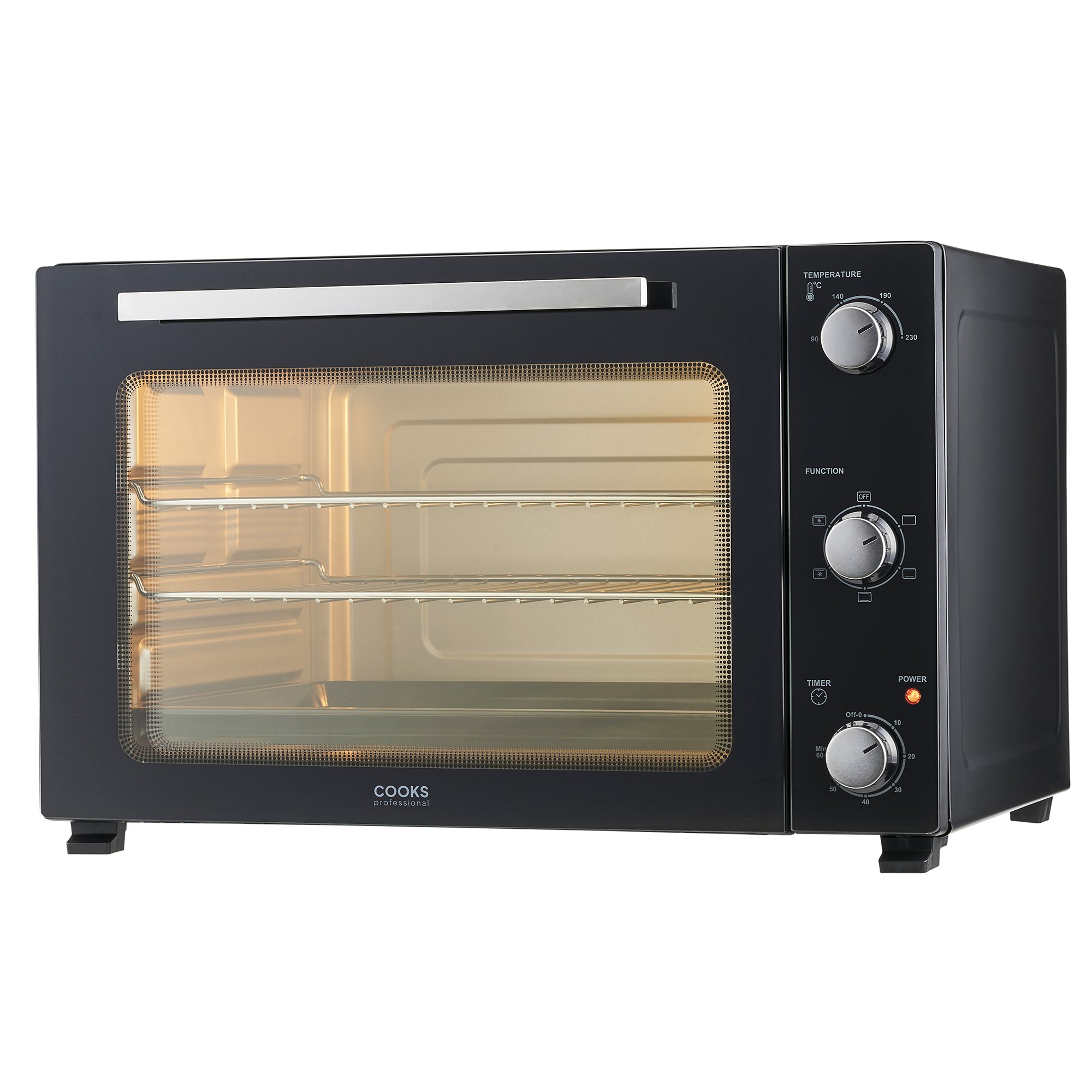 Cooks Professional 60L X-Large Mini Oven Countertop Cooker - Black & Silver