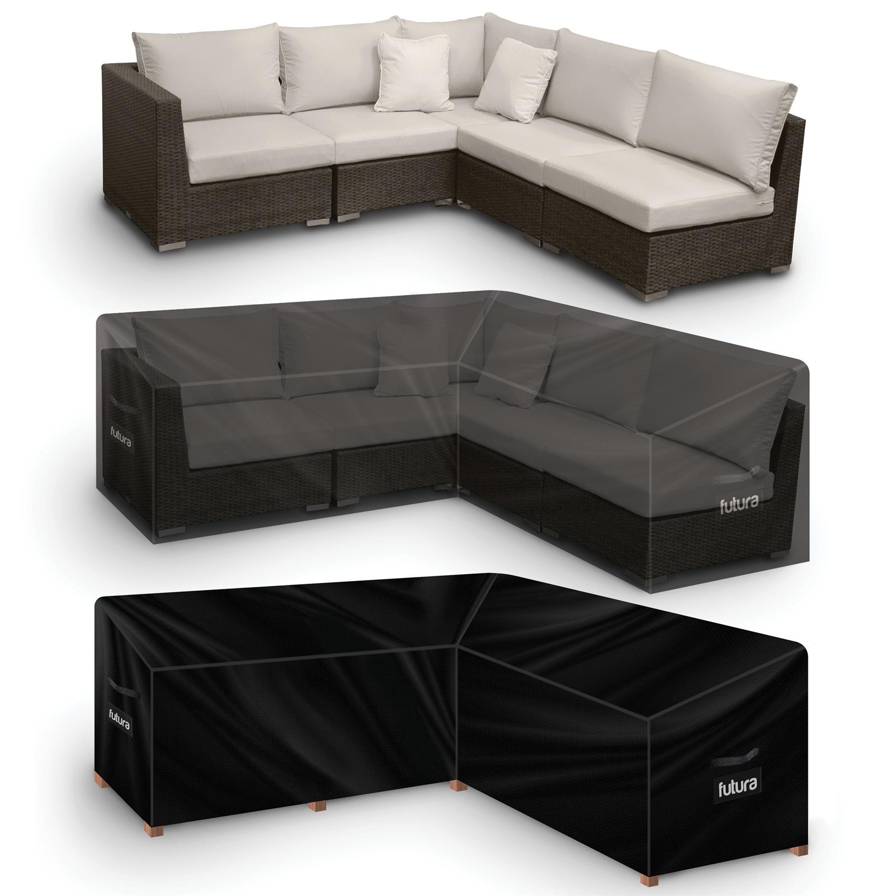 Futura L Shape Waterproof Premium Garden Furniture Cover 260cm - Black