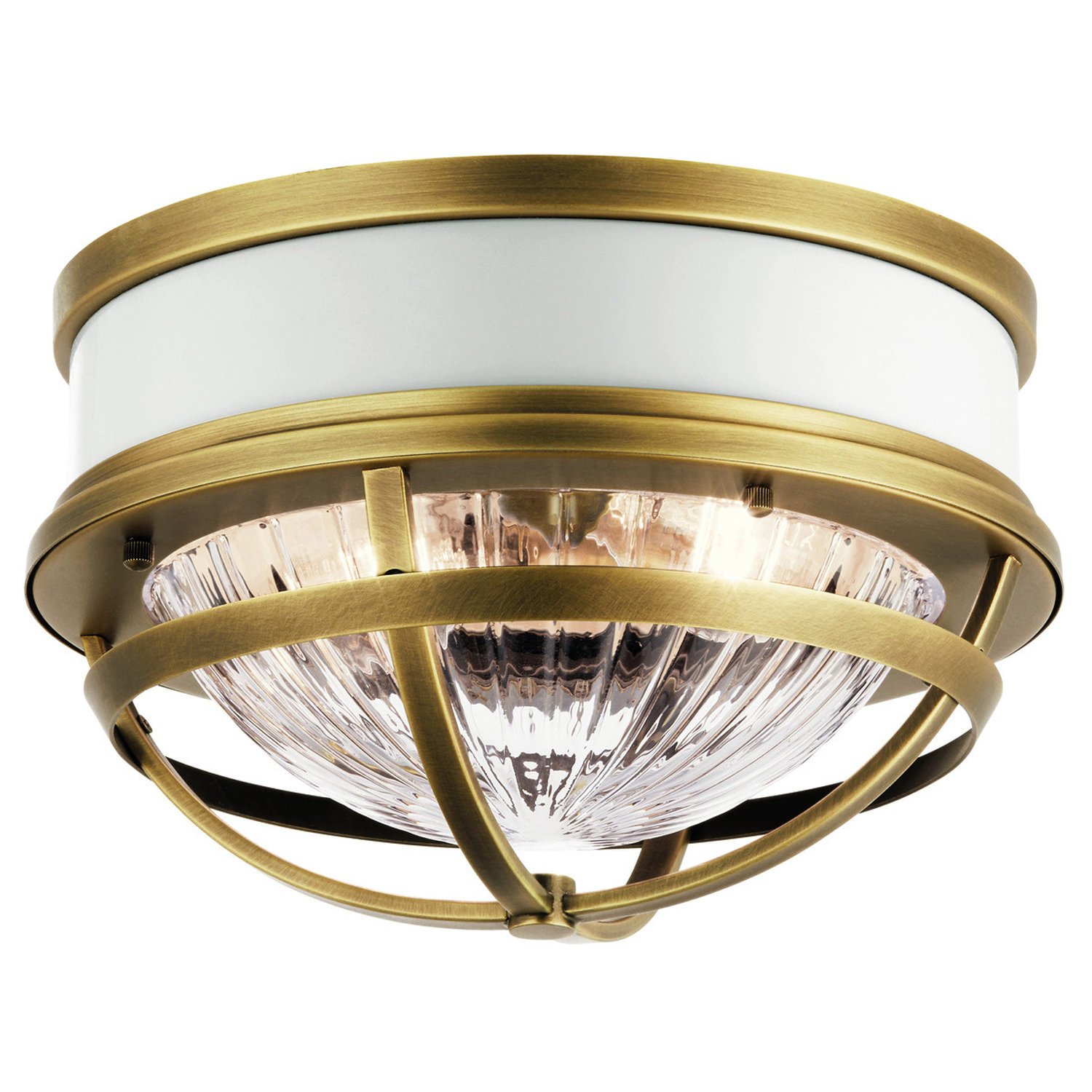 Elstead Kichler Flush Ceiling Light - Natural Brass & White