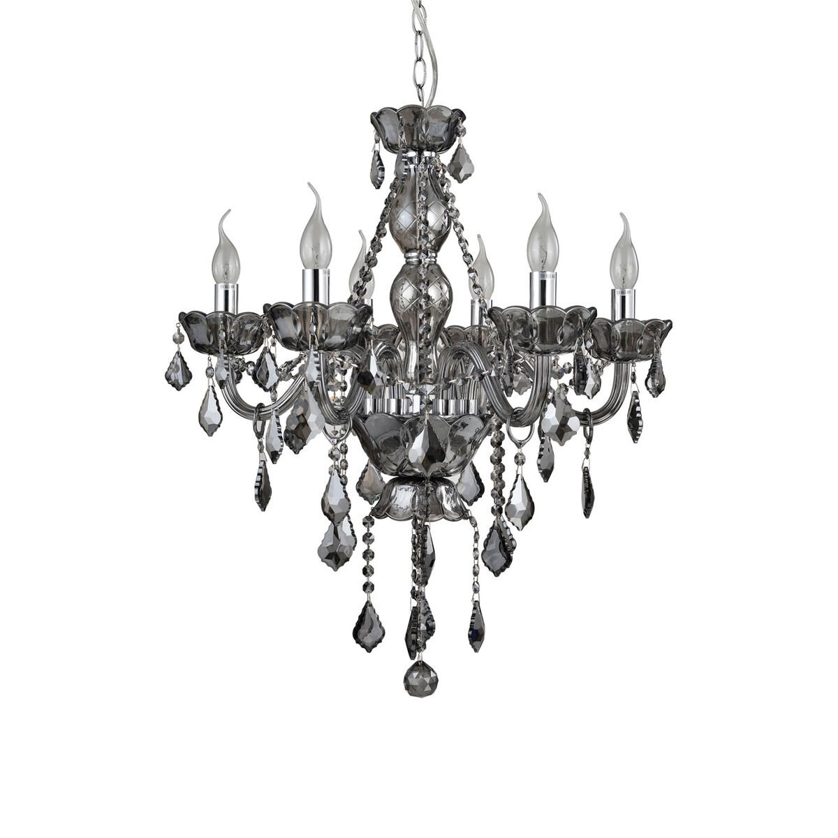Orsina Morano 6-Bulb Crystal Glass Chandelier - Smoked