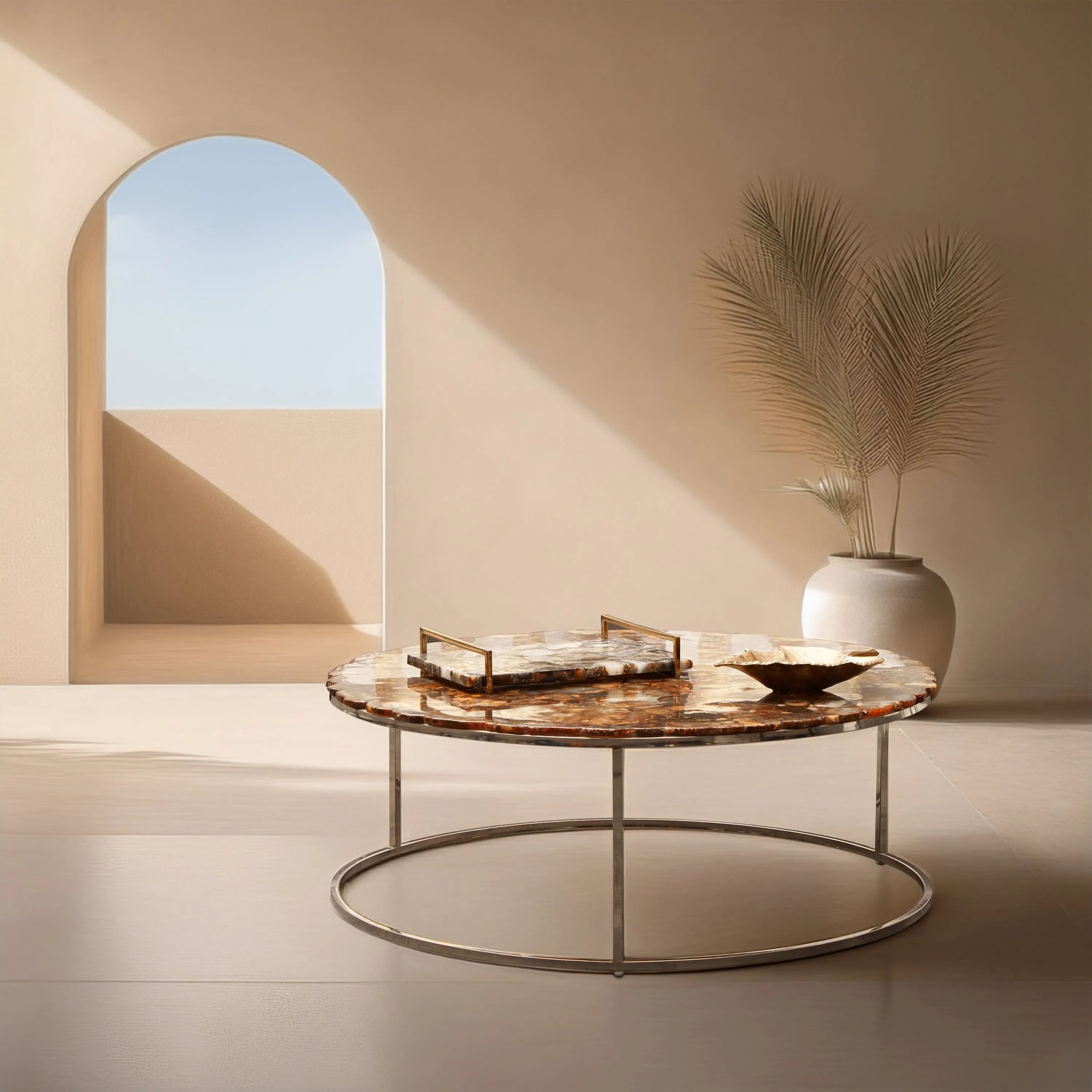 Orsina Relic Agate Top Round Coffee Table - Natural