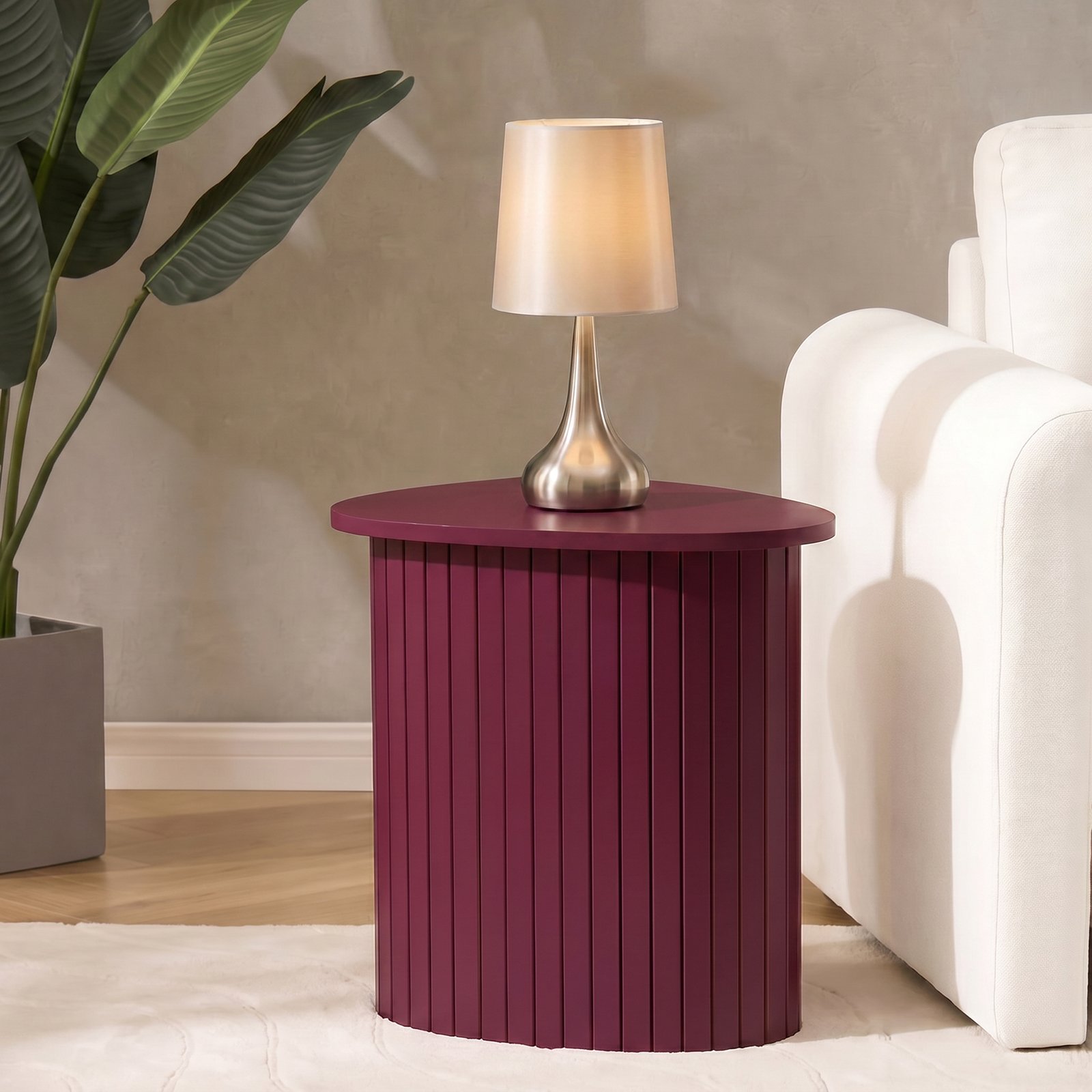 OHS Madison Ribbed Side Table - Dark Berry