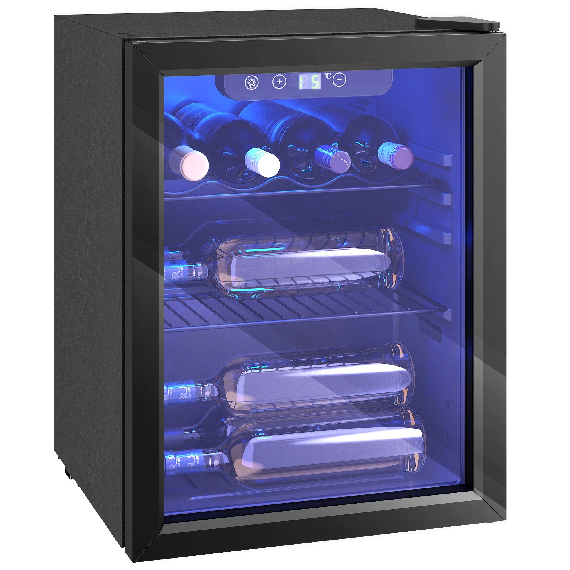 HOMCOM 48 Litre Table Top Wine Cooler with Glass Door and LED Light