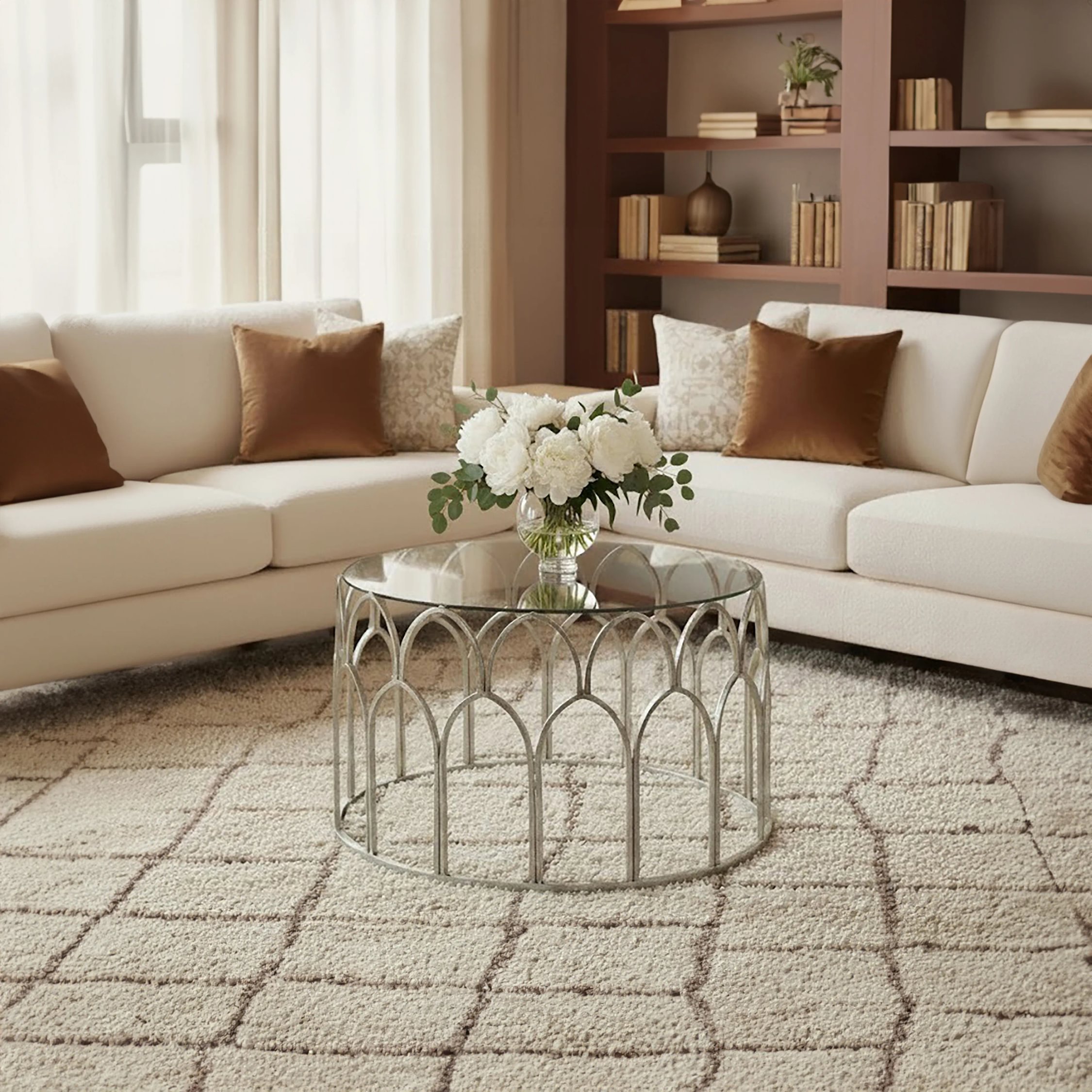 Orsina Merlin Glass Round Coffee Table - Silver