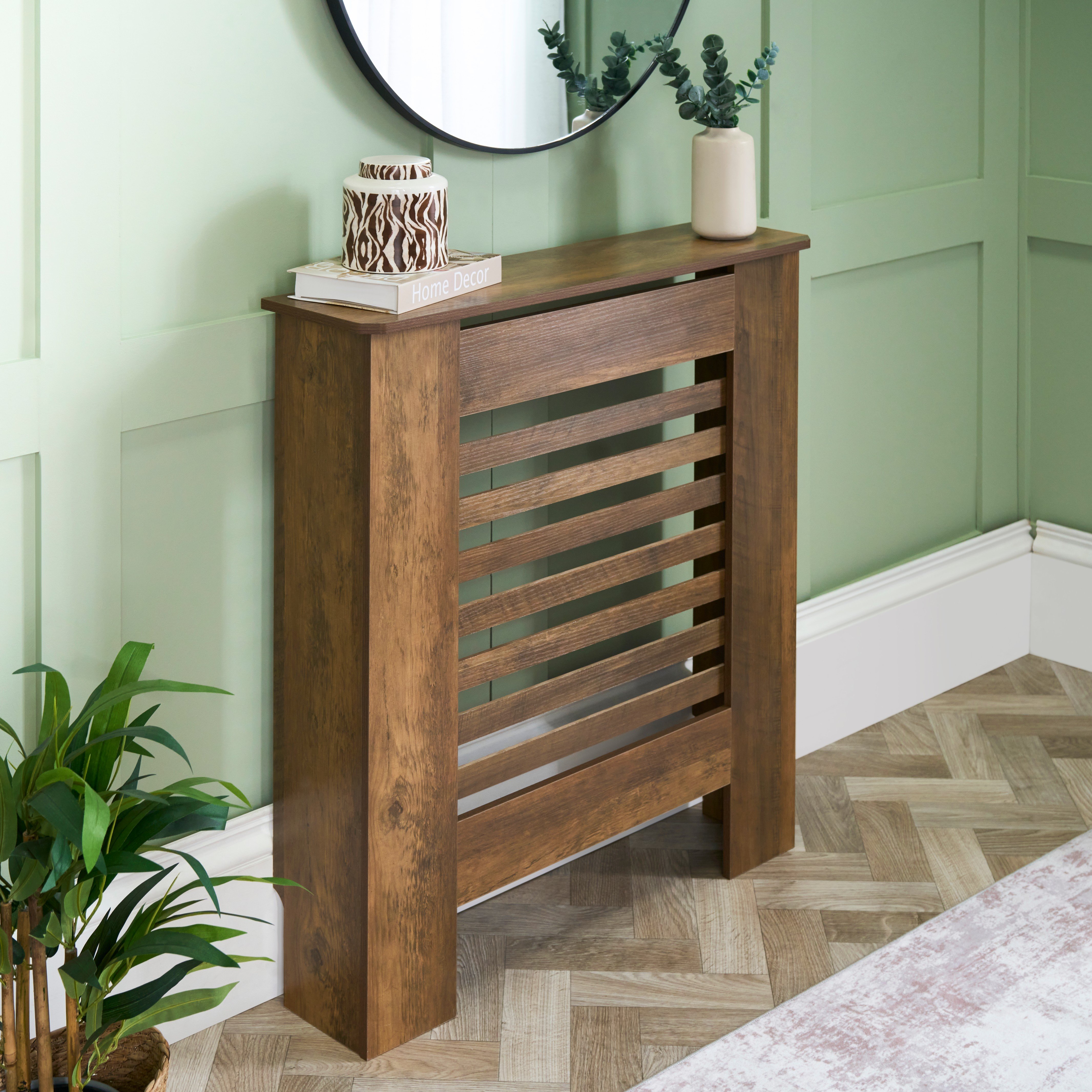 OHS Engineered Wood Radiator Cover - Medium Wood - Small