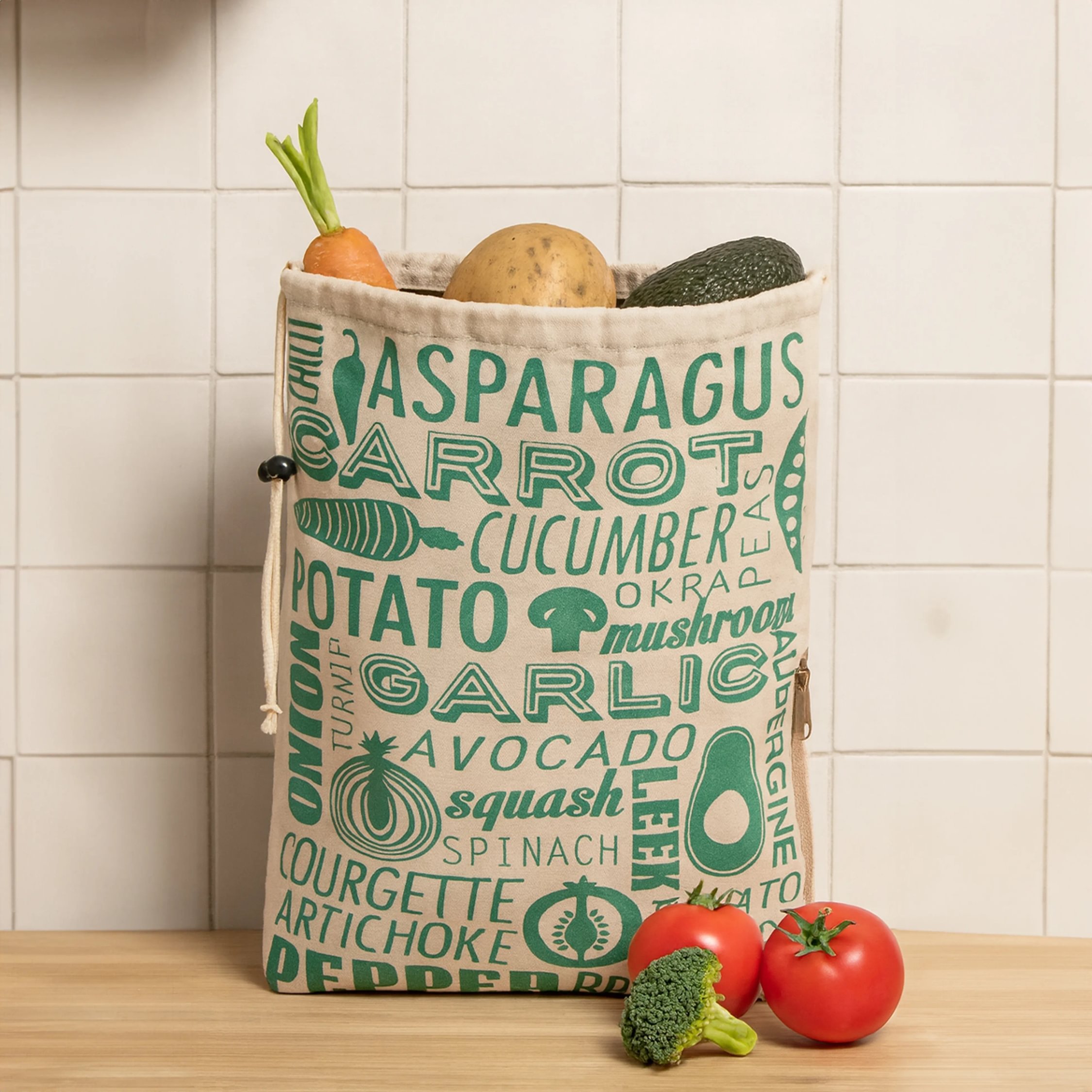 Orsina Porter Vegetable Bag – Green and Natural
