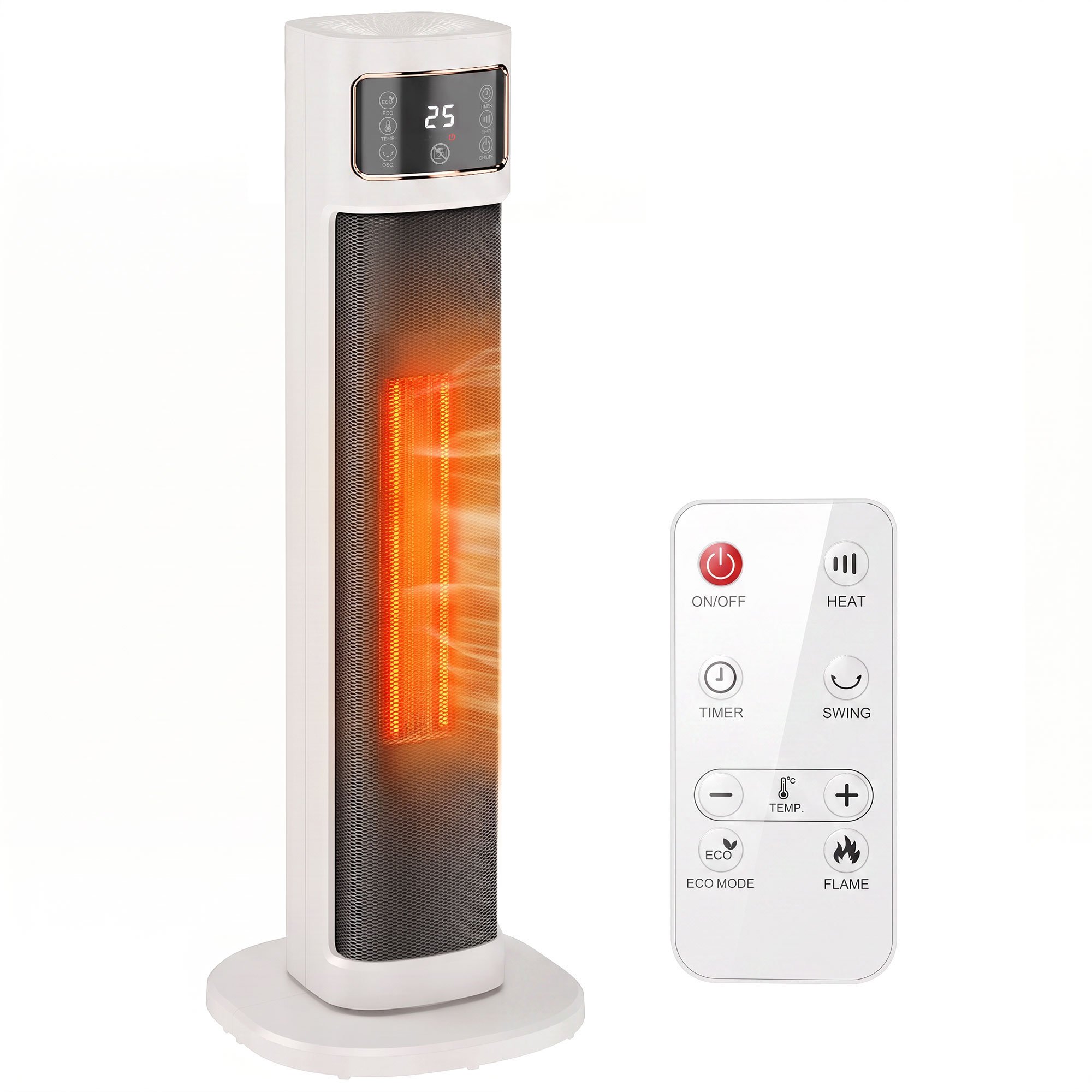 HOMCOM 2000W 4 Modes Remote Control 12 Hour Timer Ceramic Heater – White