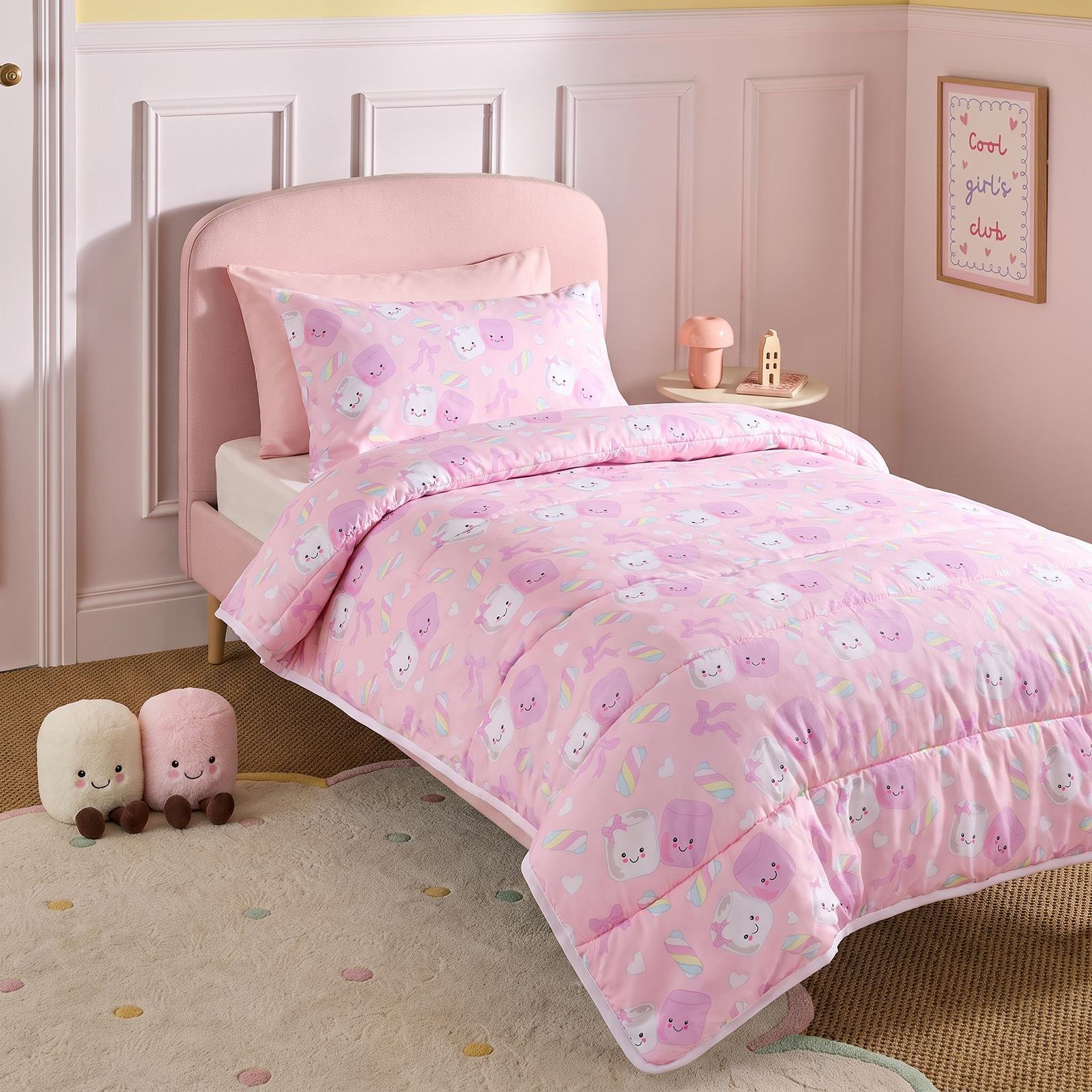 OHS Kids Cotton & Candy Marshmallow Coverless 10.5 Tog Duvet Set - Pink - Single