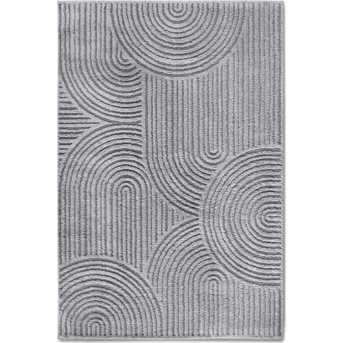 Hanse Home Grey Chappe Geometric Shaggy Rug - 80 x 120cm