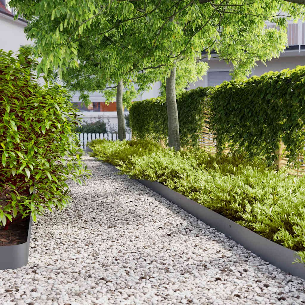 Walplus Pack of 50 Cold-rolled Steel Lawn Edgings - Anthracite - 15 x 103 cm