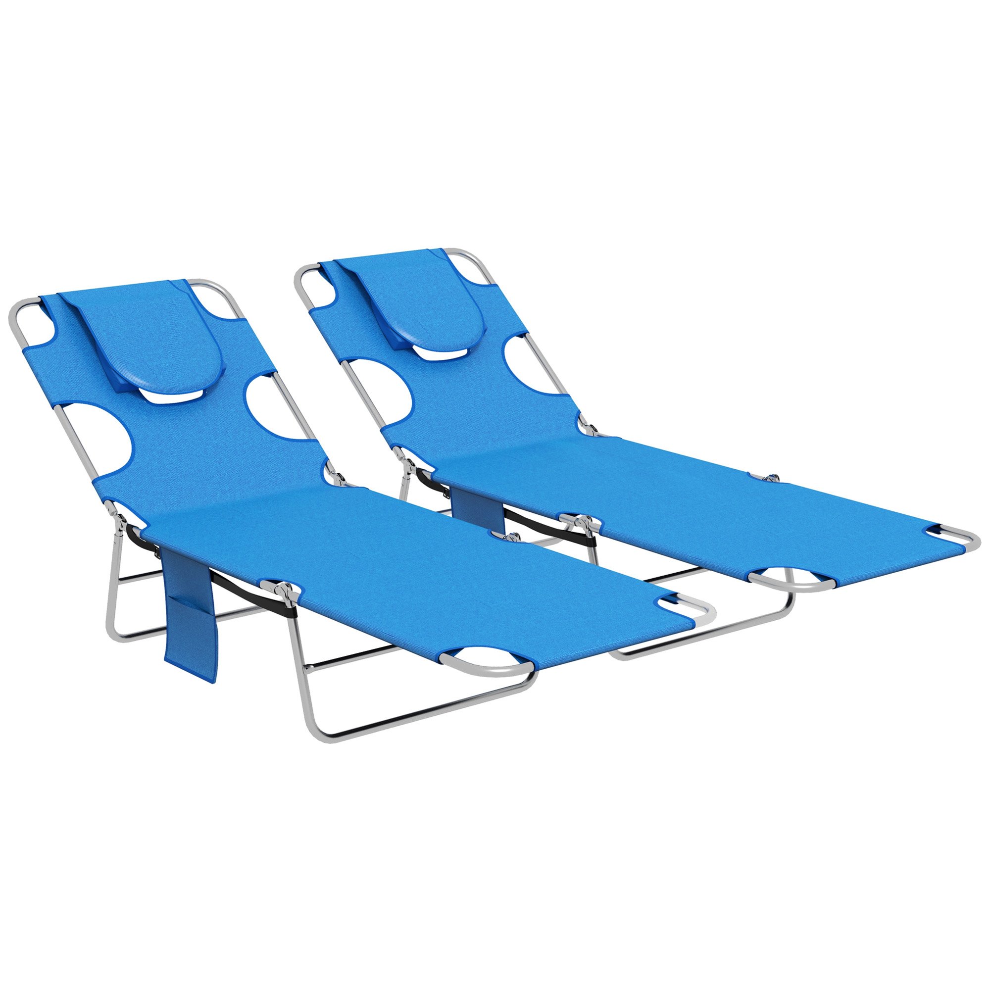 Outsunny Set of 2 Folding Reclining Zero Gravity Chairs - Grey