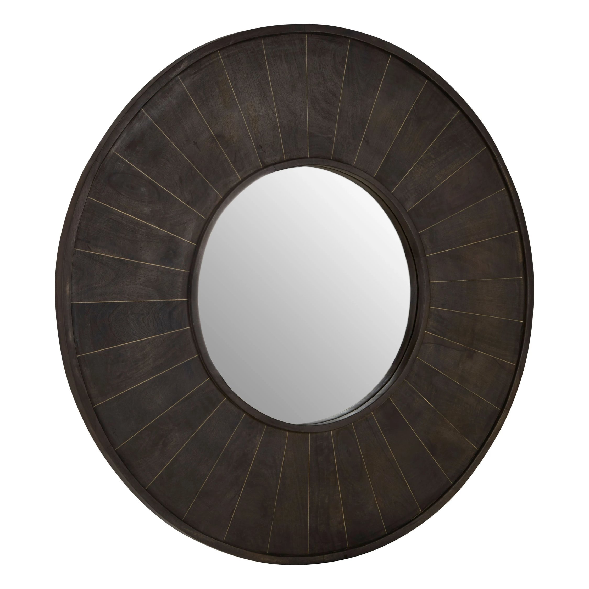 Orsina Sagor Mango Wood Round Wall Mirror – Grey