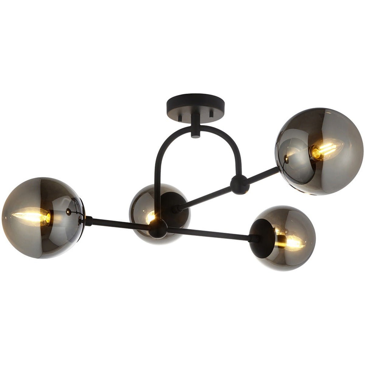 Loops Direct Steel and Glass Semi Flush Ceiling Light - Matt Black