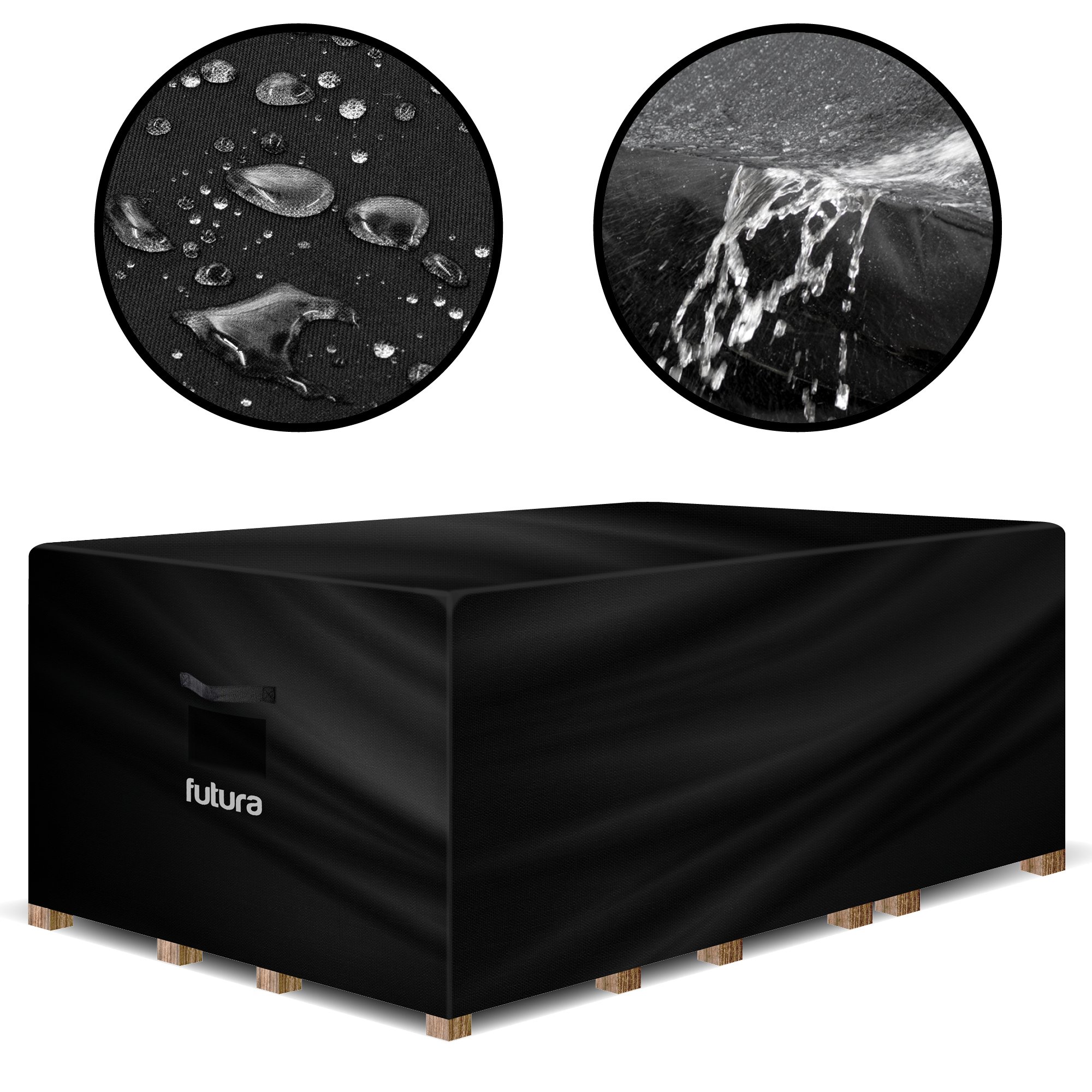 Futura Rectangular Waterproof Premium Garden Furniture Cover 170cm - Black