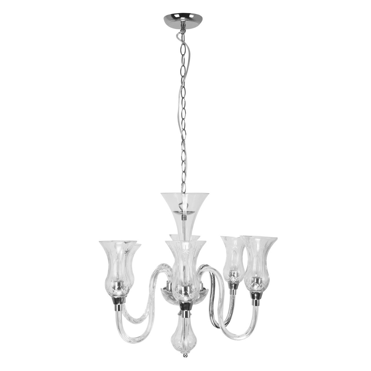 Orsina Abelia 6 Arm Glass Chandelier - Chrome