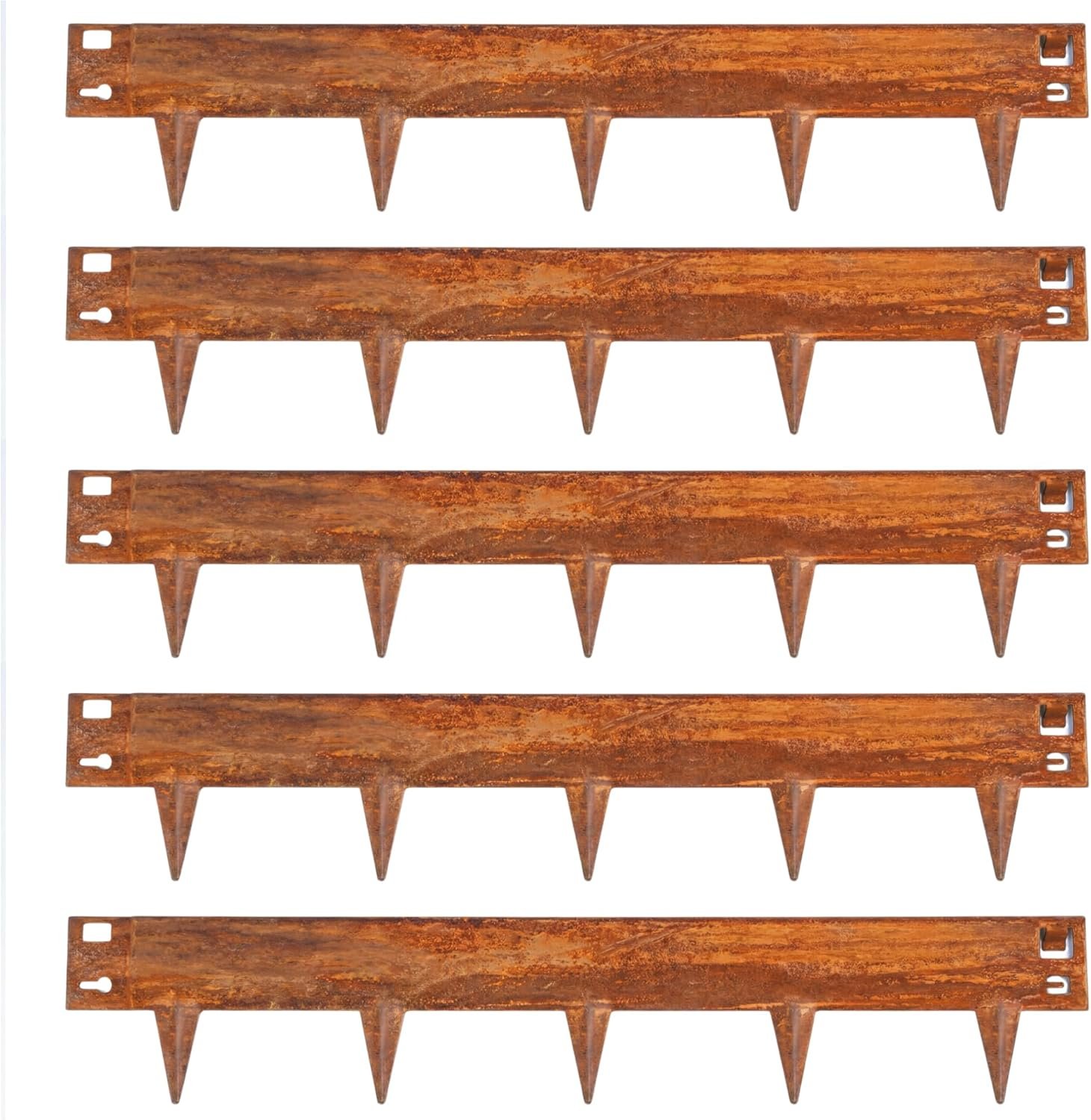 Greenera 5m x 8cm Galvanised Steel Lawn Edging Garden Border - Rust Brown