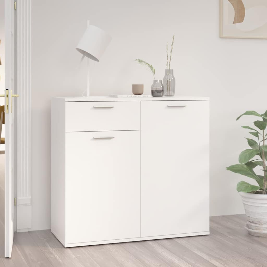 Walplus Engineered Wood Sideboard - White - 80 x 36 x 75 cm