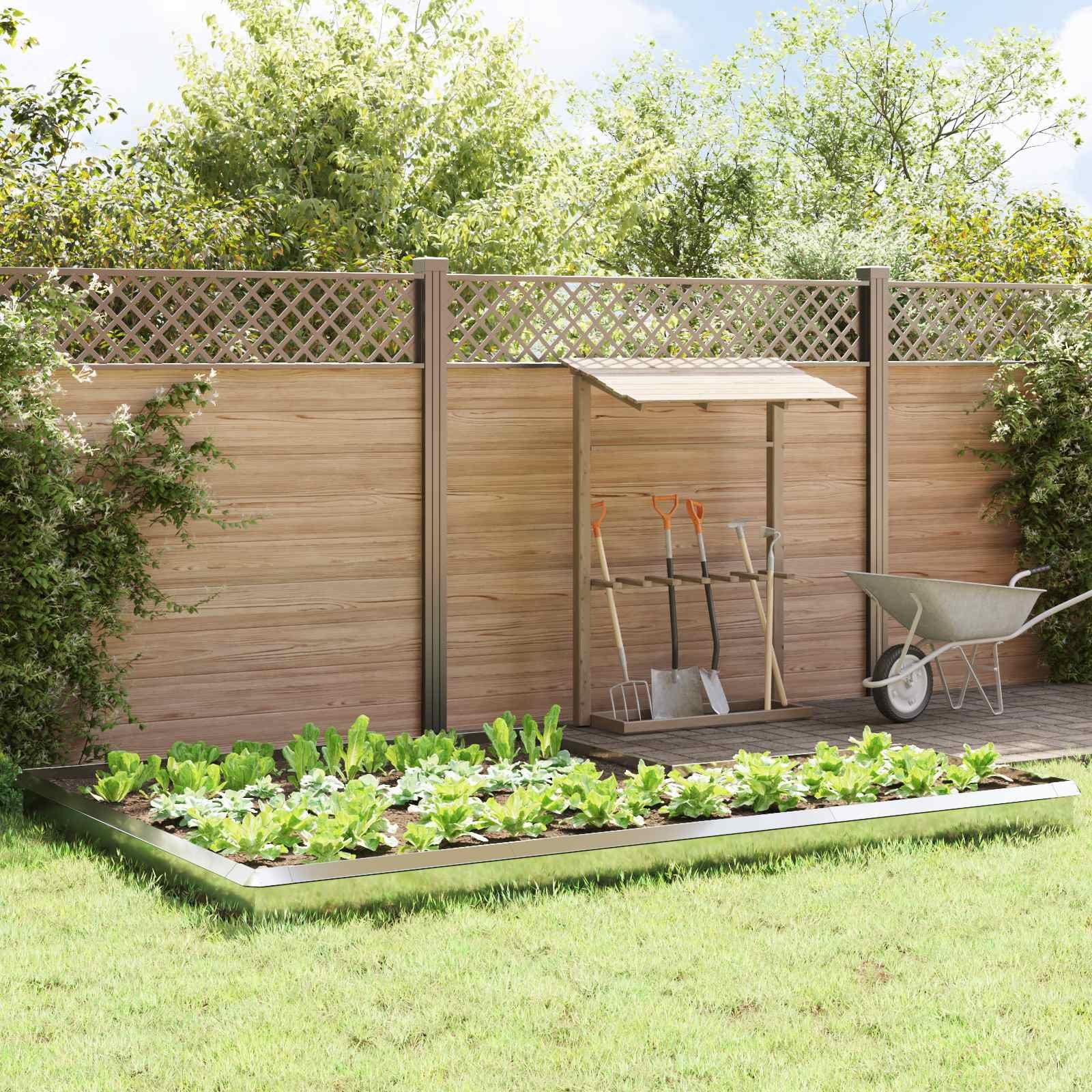 Walplus Pack of 16 Galvanised Steel Snail Fences - Silver - 100 x 3.5 x 25 cm