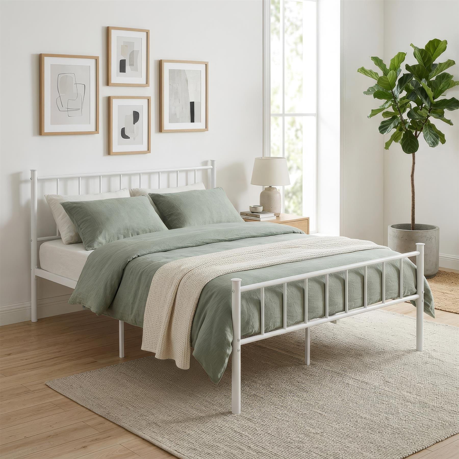 Harbour Housewares Double Metal Bed Frame - 4ft 6" - White