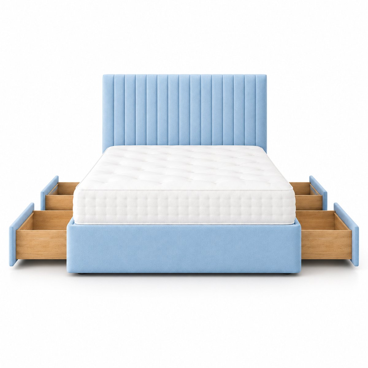 Comfy Deluxe 6ft Super King    4 Drawer  Suede  Divan Bed Set -  Sky Blue