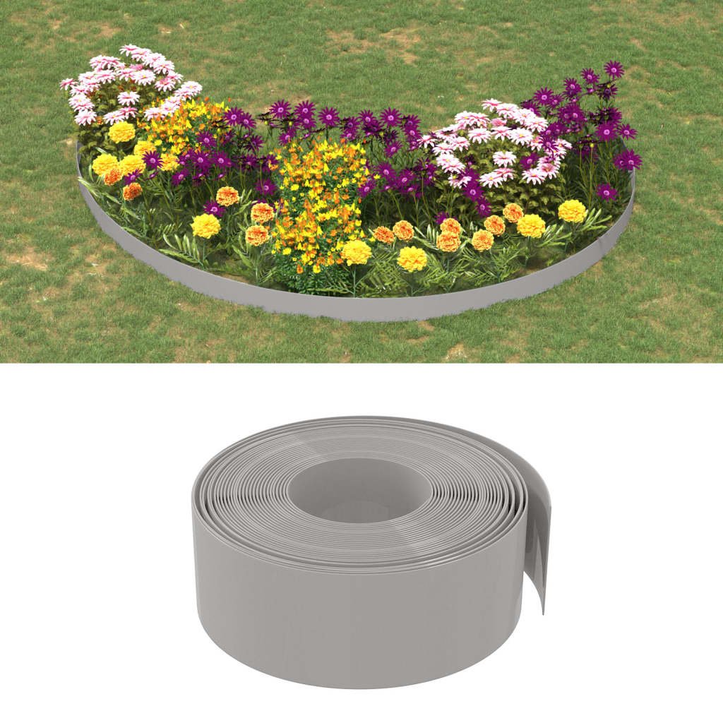 Walplus Polyethylene Garden Edging - Grey - 1000 x 20 cm