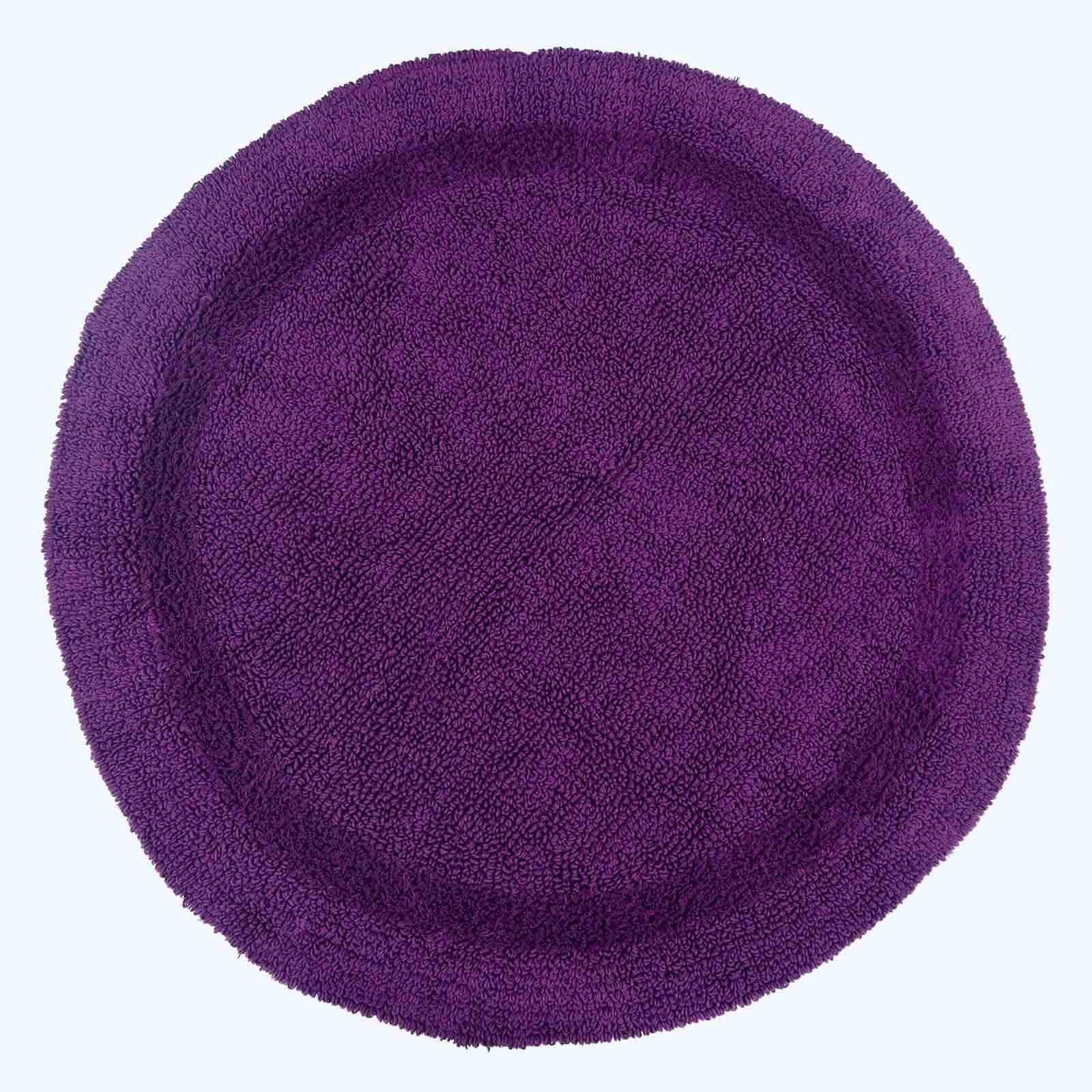 Homescapes Cotton Reversible Round Bath Mat - Plum