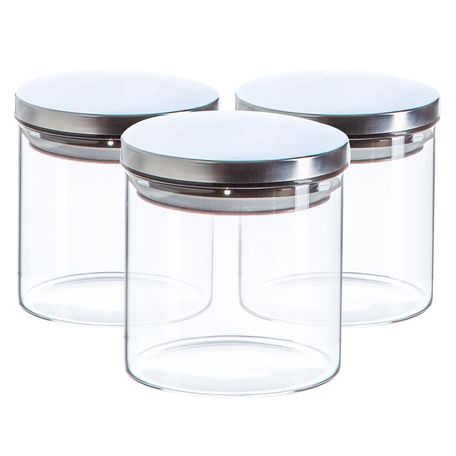 Argon Tableware Scandi Storage Jars with Metallic Lids  - Silver - Set of 3