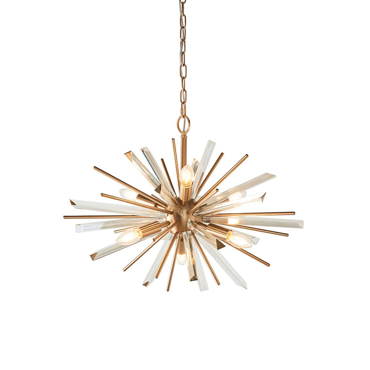 Loops Direct 60cm Diameter Steel and Glass Pendant Light - Antique Brass