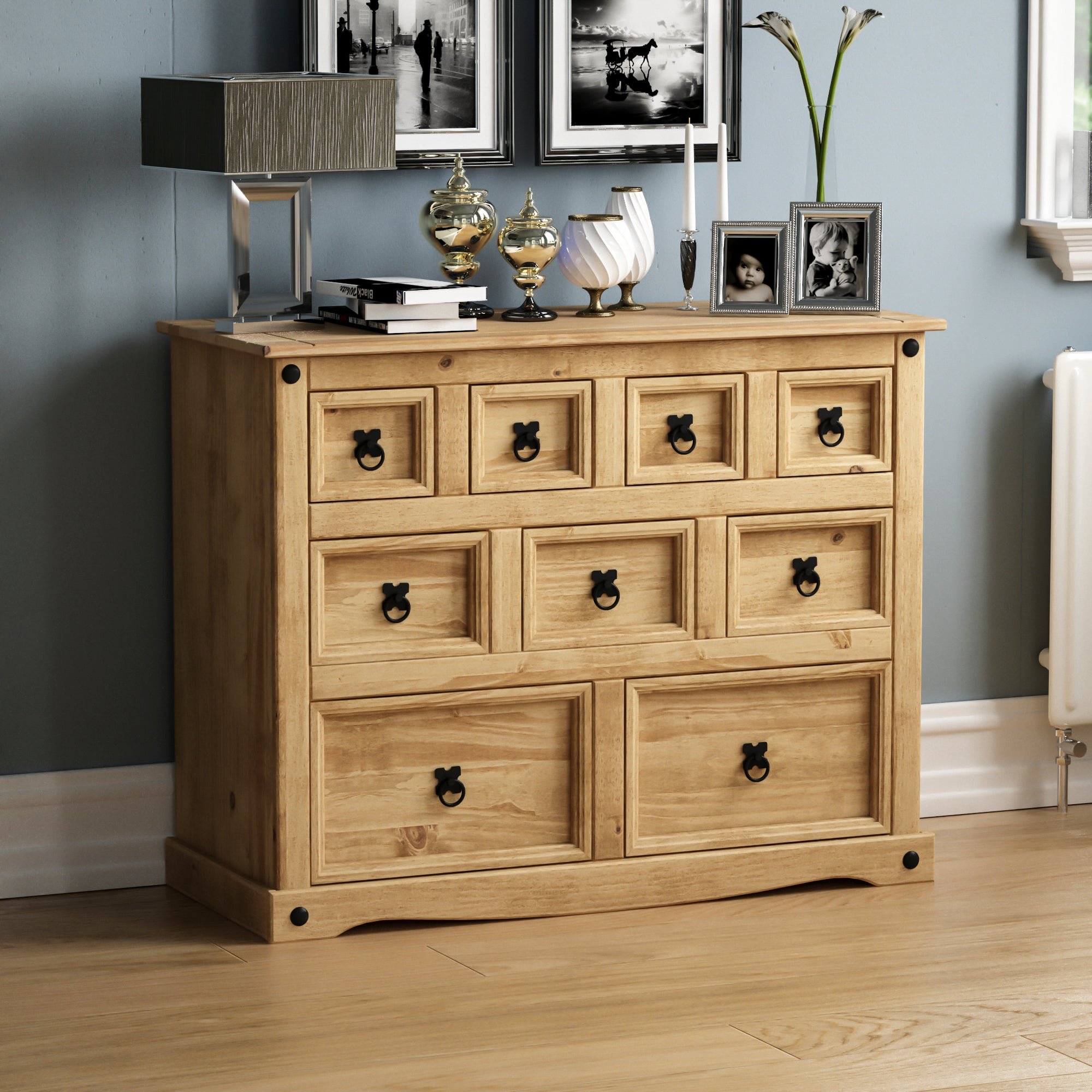 Vida Designs Corona 4+3+2 Drawer Merchant Chest -  Pine