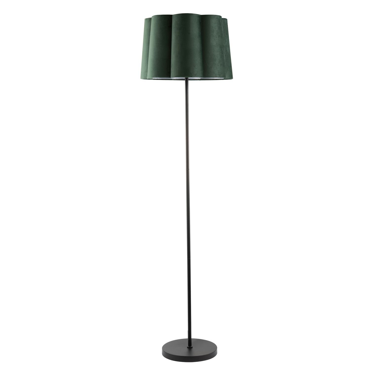 Happy Homewares Matte Black with Forest Green Velvet Scallop Floor Lamp - 40cm