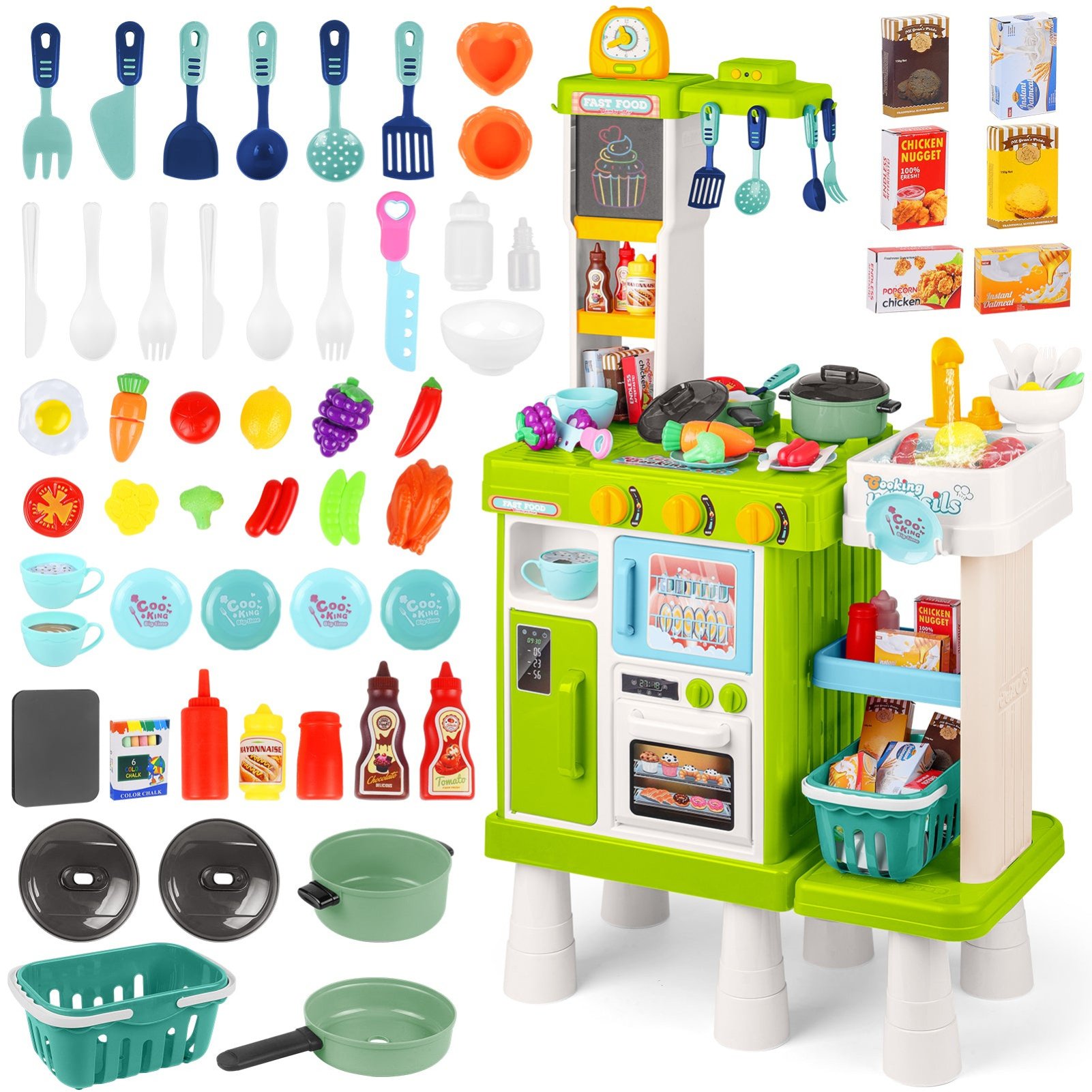 deAO Large Play Kitchen Set - Green