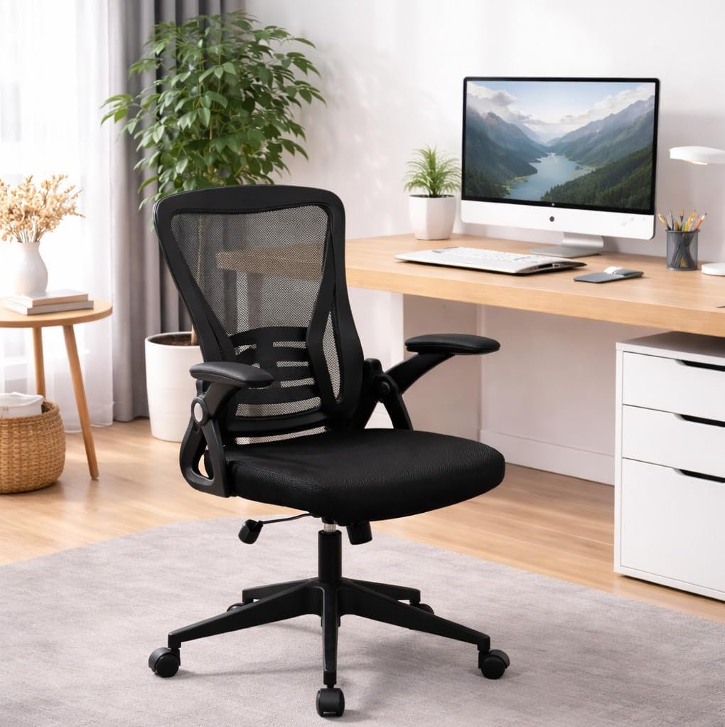 Home Treats Ergonomic Black Mesh Office Chair - Black