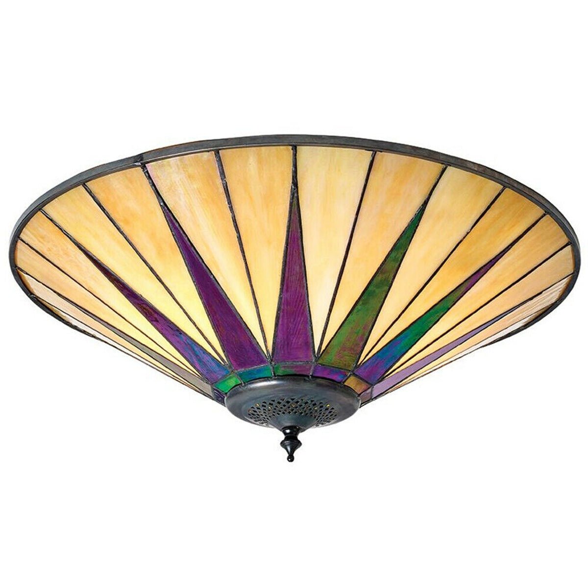 Loops Direct Glass and Steel Semi-Flush Ceiling Light - Cream