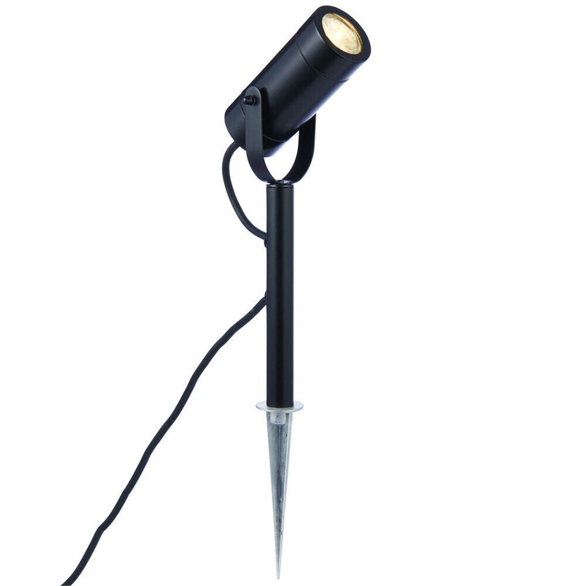 Loops Direct Stainless Steel and Glass Outdoor Ground Spike Lamp - Matt Black