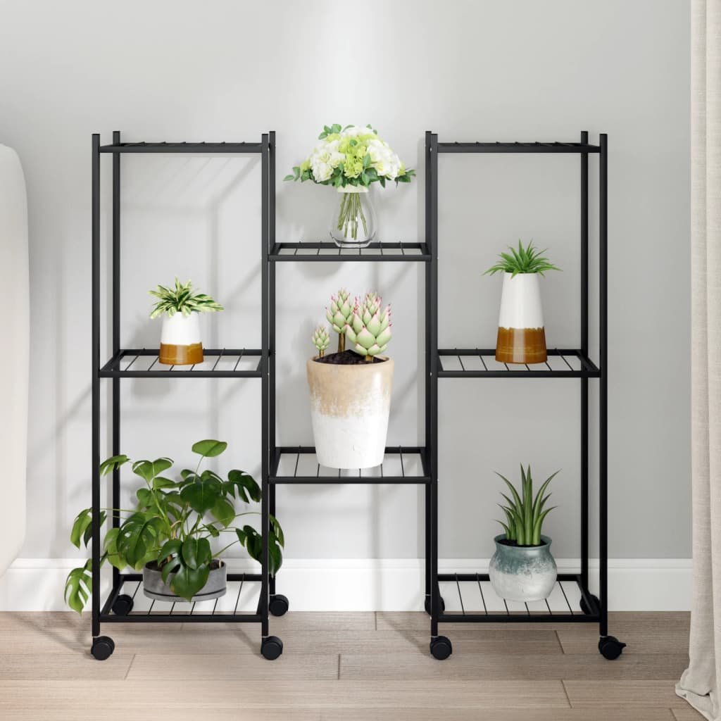 Walplus Iron Flower Stand - Black - 83 x 25 x 83.5 cm