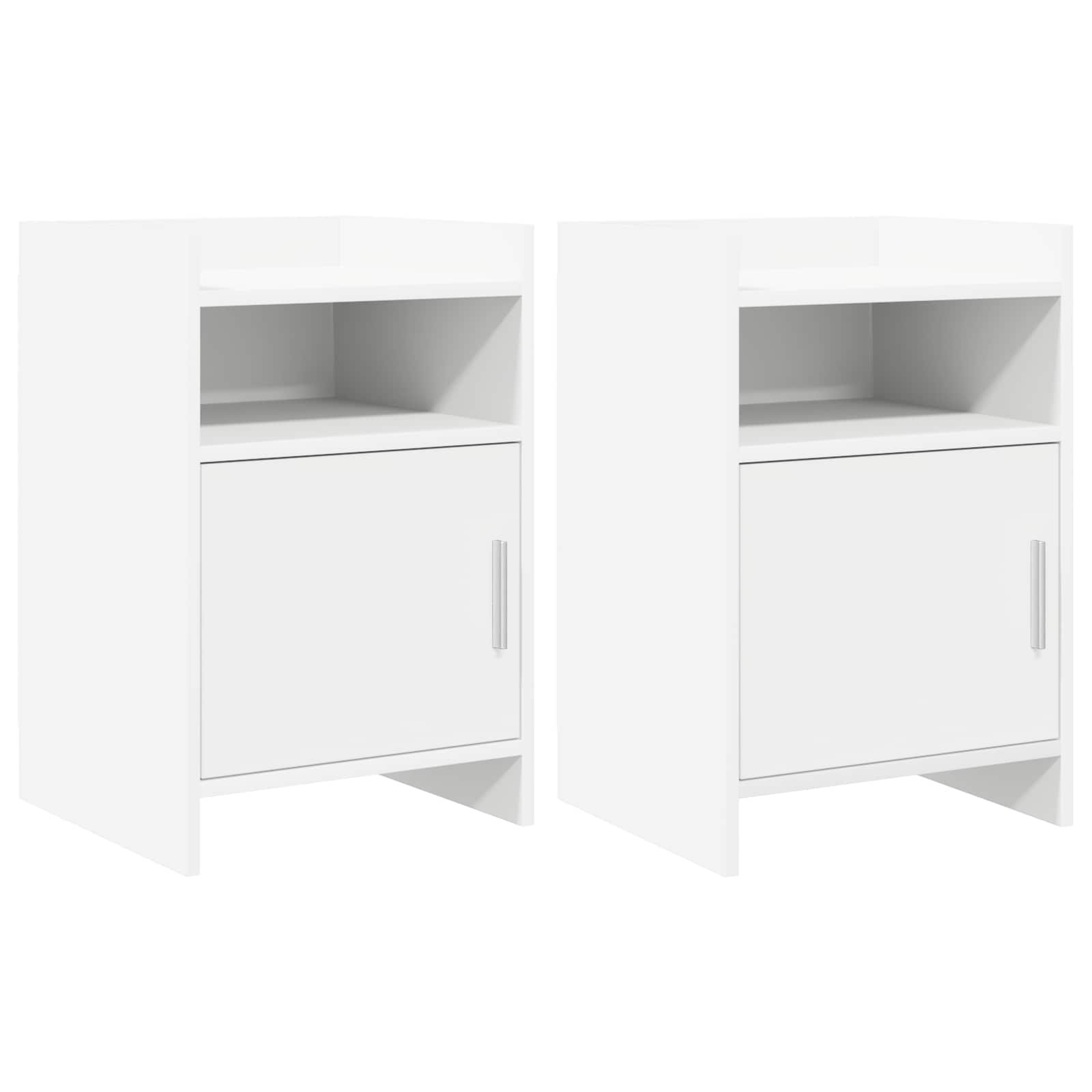 Walplus Pack of 2 Engineered Wood Bedside Table - White - 40 x 36 x 60 cm