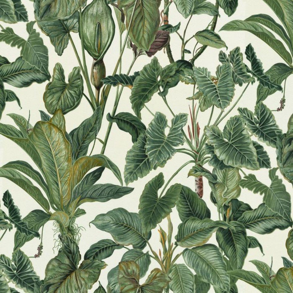 Erismann Paradisio Tropical Leaves Textured Wallpaper - White
